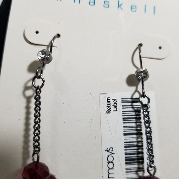 M. Haskell nwt 3" drop sparkling red cluster earrings 1.1357 - Picture 5 of 5